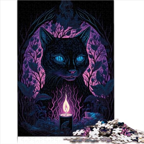 Puzzles für Erwachsene 1000 teiliges Puzzle Schwarzlicht Katze Puzzle für Erwachsene Lernspiel Herausforderungsspielzeug 1000 Teile (75 x 50 cm) von LLUCH