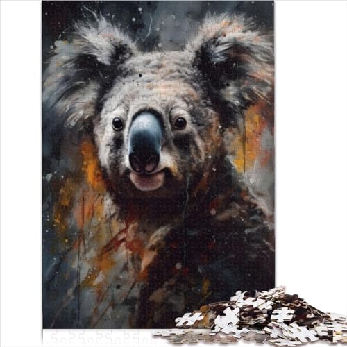 Puzzles für Erwachsene Öl Koala Portrait 500 Puzzles Puzzles für Erwachsene Holzpuzzle für Erwachsene Lernspiel Herausforderungsspielzeug 500 Stück (52 x 38 cm) von LLUCH