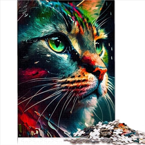 Puzzles für Erwachsene lebendiges farbiges Katzengesicht 500 Teile Puzzle für Erwachsene geeignet für Erwachsene ab 12 Jahren 500 Teile (52 x 38 cm) von LLUCH