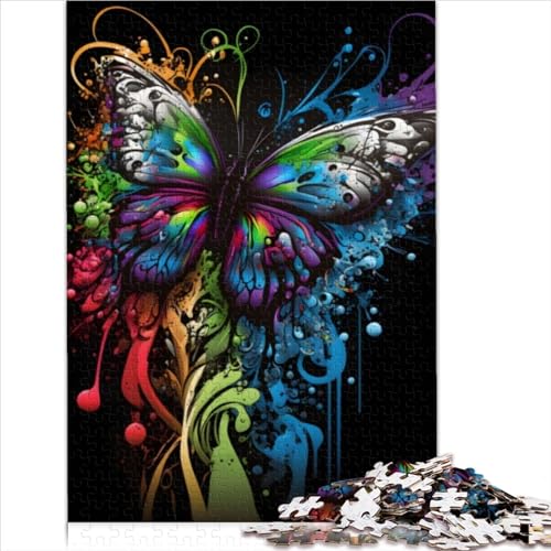 Schmetterling in Graffiti Kunst Puzzle für Erwachsene 1000 Teile Erwachsenenpuzzles Holzpuzzles Erwachsenenpuzzle Geschenke Lernspiel für Erwachsene Kinder 1000 Teile (75 x 50 cm) von LLUCH
