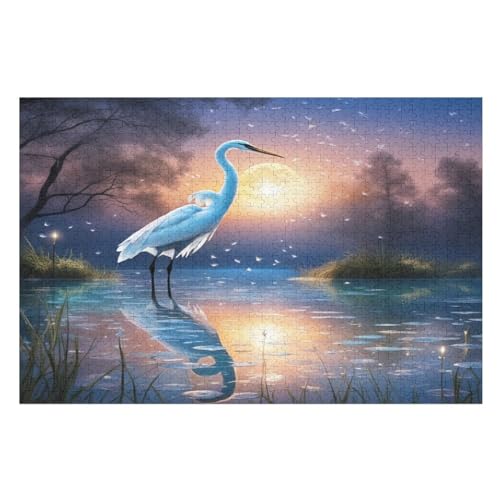 1000 Teile Puzzle Für Erwachsene, Rot-Crowned Crane -Puzzles, Kinder HolzPuzzle, Kreatives Puzzle, Geschenk Für Freunde Und Familie （75×50cm） von LLXXHH