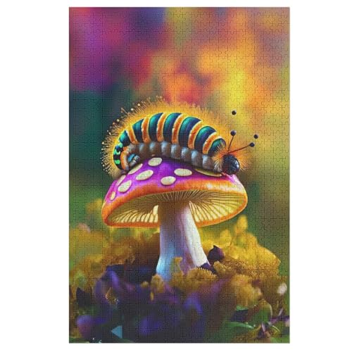 1000 Teile Puzzle Für Jugendliche,Mushroom Katzeerpillar Puzzles,Erwachsenenpuzzle,Holzpuzzles,Dekompressionsspiel,Spielzeugpuzzles 78×53cm von LLXXHH