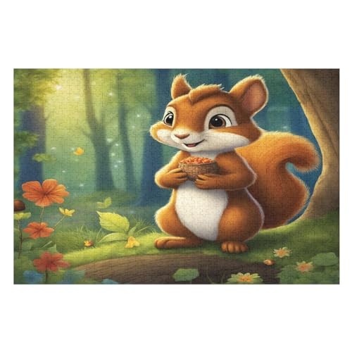 1000 Teile Puzzle Für Jungen Und Mädchen, Standard-Puzzles Tier Eichhörnchen, Familienspiele, （75×50cm） von LLXXHH