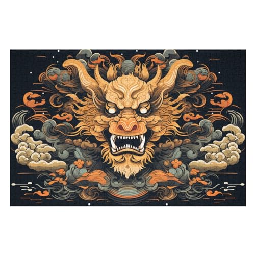 1000-teiliges Puzzle Für Erwachsene, Drache Holzpuzzle, Gehirn-Herausforderung,Puzzles Spielzeugspiel （75×50cm） von LLXXHH