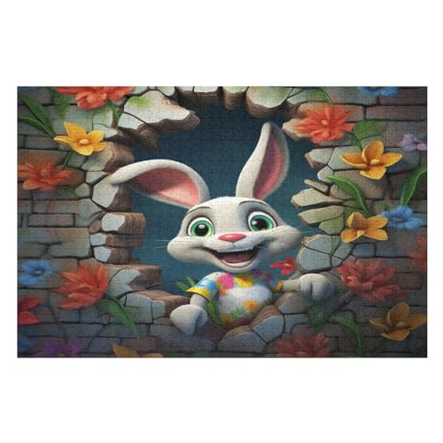 1000-teiliges Puzzle Für Erwachsene, Süßes Kaninchen -Puzzles, Dekompressionsspiel, Spielzeugpuzzles, Geburtstagsgeschenke （75×50cm） von LLXXHH