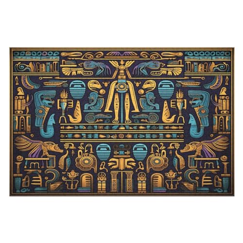 Ägyptisches Muster Puzzle Für Erwachsene,1000-teiliges Puzzles, Für Kinder,Holzpuzzle,Lernspielzeug, （75×50cm） von LLXXHH