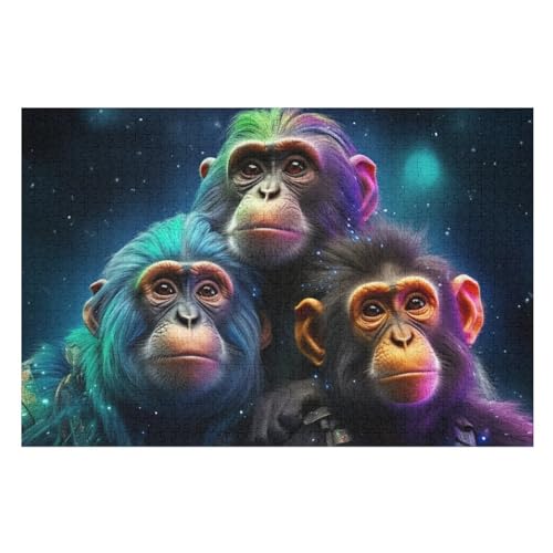 AFFE Holzpuzzle 1000 Teile Klassische Puzzles Erwachsene Kinder Puzzle DIY Kit Holzspielzeug Einzigartiges Geschenk （75×50cm） von LLXXHH