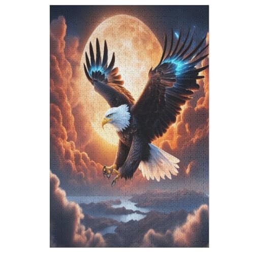 Adler Holzpuzzle - Puzzle Für Erwachsene, 1000-teilige Puzzles Für Teenager Und Kinder, Herausfordernde Spiele 78×53cm von LLXXHH