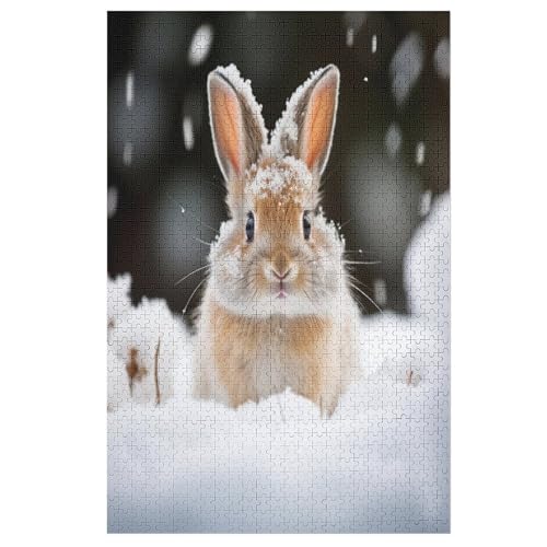 Animal Kaninchen Holzpuzzle 1000 Teile, Knobelspiele Für Erwachsene, Teenager, Puzzles Unmögliche - Kinder Puzzle Zimmer Deko 78×53cm von LLXXHH