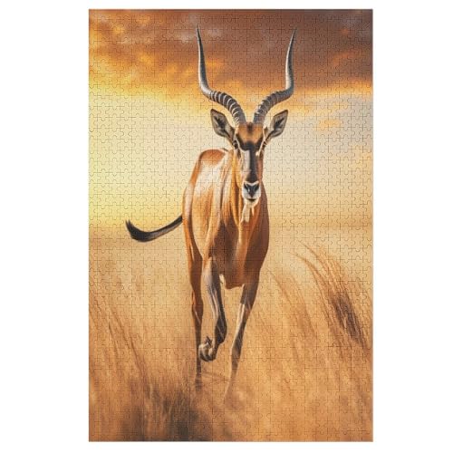Antilope Holzpuzzle 1000 Teile Klassische Puzzles Erwachsene Kinder Puzzle DIY Kit Holzspielzeug Einzigartiges Geschenk 78×53cm von LLXXHH