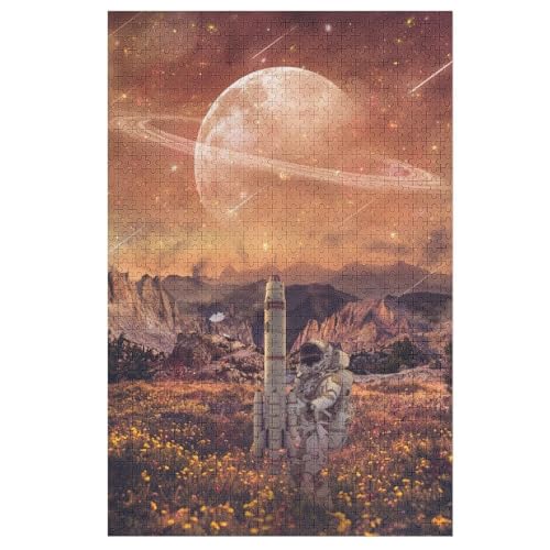 Astronaut Holzpuzzle - 1000 Teiliges Jigsaw Knobelspiel - Puzzle Für Erwachsene & Kinder - Outdoor & Reisespielzeug 78×53cm von LLXXHH