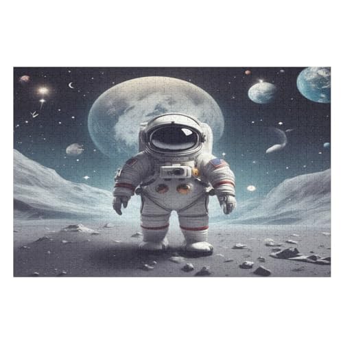 Astronaut Puzzles 1000 Teile Erwachsener Kniffel Spaß Für Die Ganze Familie, Holzpuzzle Kinder Erwachsene, Impossible Puzzle Schwer （75×50cm） von LLXXHH