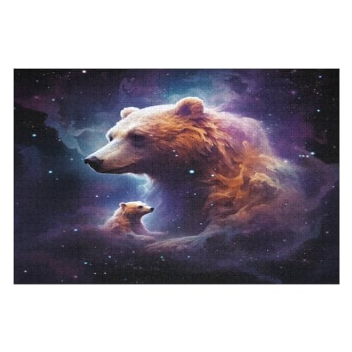 Bär Holzpuzzle 1000 Teile Klassische Puzzles Erwachsene Kinder Puzzle DIY Kit Holzspielzeug Einzigartiges Geschenk （75×50cm） von LLXXHH