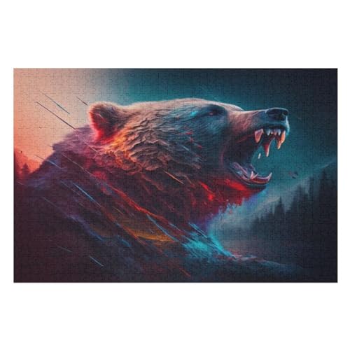 Bär Puzzles 1000 Teile Für Jugendliche Kreatives Holzpuzzlespielzeug Familienspiel Schwierigkeitsgrad Herausforderungspuzzles （75×50cm） von LLXXHH