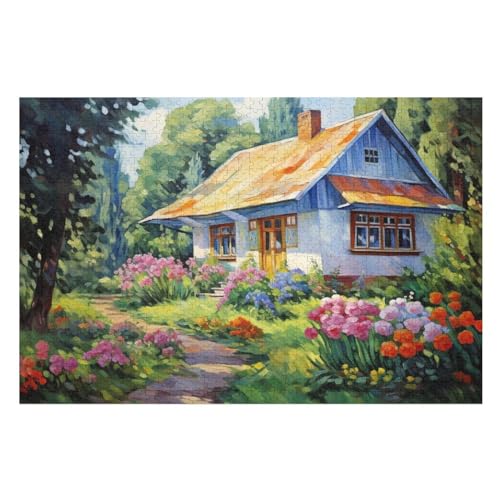 Bergdorfhütte Puzzles 1000 Teile Erwachsener Kniffel Spaß Für Die Ganze Familie, Holzpuzzle Kinder Erwachsene, Impossible Puzzle Schwer （75×50cm） von LLXXHH