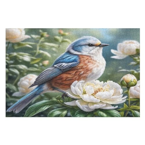 Blume, Vogel Holzpuzzle - 1000 Teiliges Jigsaw Knobelspiel - Puzzle Für Erwachsene & Kinder - Outdoor & Reisespielzeug （75×50cm） von LLXXHH