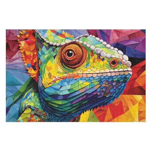 Chamäleon Holzpuzzle Für Erwachsene Teenager Stress Abbauen Familien-Puzzlespiel Poster 1000-teiliges Puzzle Kinder Lernspiel （75×50cm） von LLXXHH