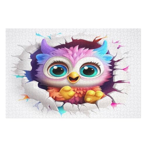 Cute Eule Holzpuzzle - 1000 Teiliges Jigsaw Knobelspiel - Puzzle Für Erwachsene & Kinder - Outdoor & Reisespielzeug （75×50cm） von LLXXHH