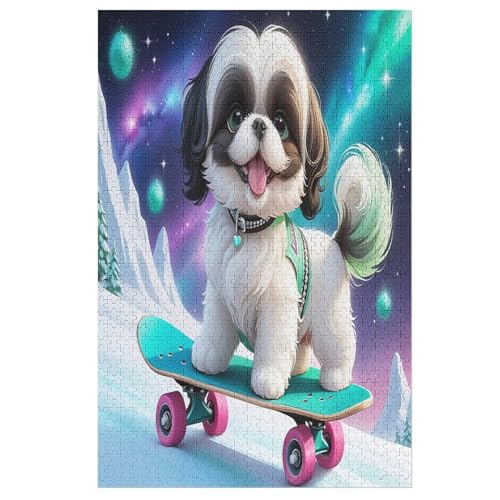 Cute Hund Holzpuzzle 1000 Teile, Knobelspiele Für Erwachsene, Teenager, Puzzles Unmögliche - Kinder Puzzle Zimmer Deko 78×53cm von LLXXHH