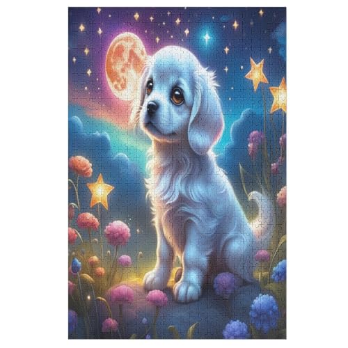 Cute Hund Holzpuzzle 1000 Teile, Knobelspiele Für Erwachsene, Teenager, Puzzles Unmögliche - Kinder Puzzle Zimmer Deko 78×53cm von LLXXHH