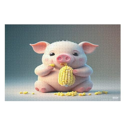 Cute Schwein Puzzle 1000 Teile, Holzpuzzle Für Erwachsene Kinder, Impossible Puzzles, Geschicklichkeitsspiel Für Die Ganze Familie （75×50cm） von LLXXHH