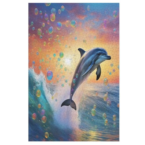 Delphin Puzzle 1000 Teile, Holzpuzzle Herausforderndes Geschicklichkeitsspiel Für Die Ganze Familie, Kinder Erwachsenenpuzzle Ab 12 Jahren 78×53cm von LLXXHH