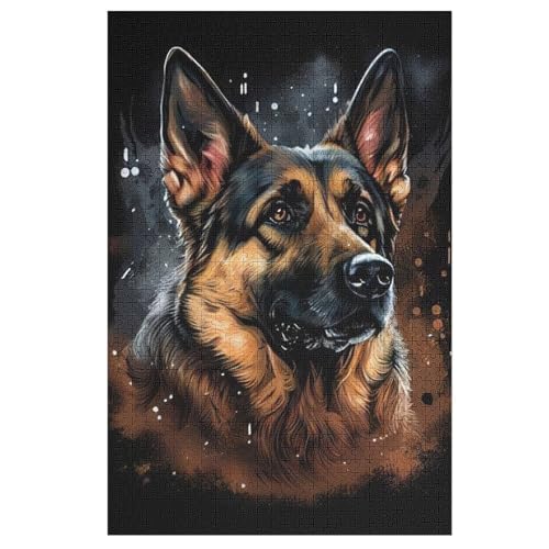 Deutscher Schäferhund Puzzles 1000 Teile Erwachsener Kniffel Spaß Für Die Ganze Familie, Holzpuzzle Kinder Erwachsene, Impossible Puzzle Schwer 78×53cm von LLXXHH