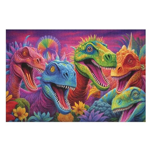 Dinosaurier Puzzles 1000 Teile Erwachsener Kniffel Spaß Für Die Ganze Familie, Holzpuzzle Kinder Erwachsene, Impossible Puzzle Schwer （75×50cm） von LLXXHH
