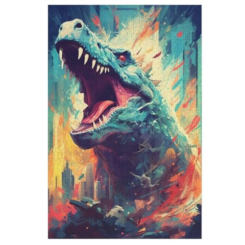 Dinosaurier Puzzles 1000 Teile Erwachsener Kniffel Spaß Für Die Ganze Familie, Holzpuzzle Kinder Erwachsene, Impossible Puzzle Schwer 78×53cm von LLXXHH