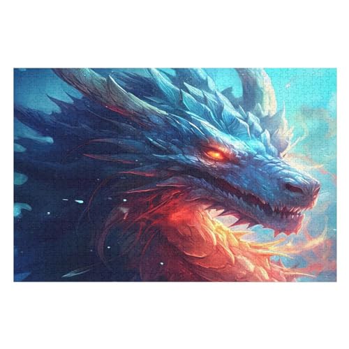 Drache Holzpuzzle Für Erwachsene Teenager Stress Abbauen Familien-Puzzlespiel Poster 1000-teiliges Puzzle Kinder Lernspiel （75×50cm） von LLXXHH