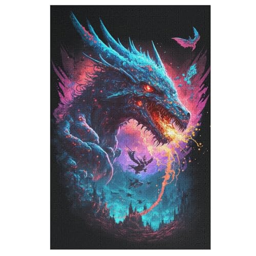 Drache -Puzzle, 1000 Teile,Holzpuzzle Für Erwachsene Kinder, Lustiges Spielzeug, Denkspiel, Bildungsspiel, 78×53cm von LLXXHH