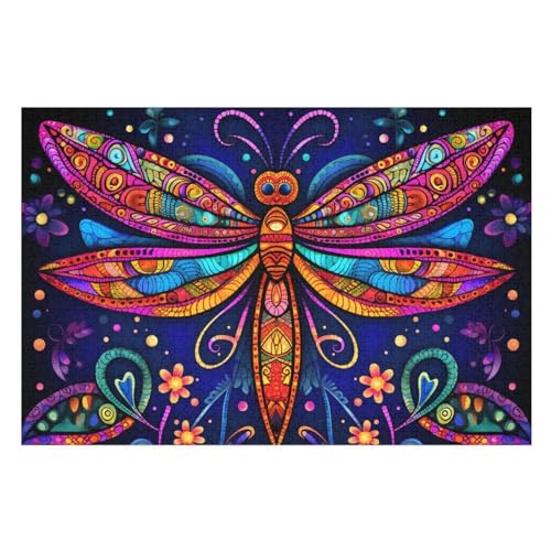 Drachefly Puzzle 1000 Teile, Holzpuzzle Herausforderndes Geschicklichkeitsspiel Für Die Ganze Familie, Kinder Erwachsenenpuzzle Ab 12 Jahren （75×50cm） von LLXXHH