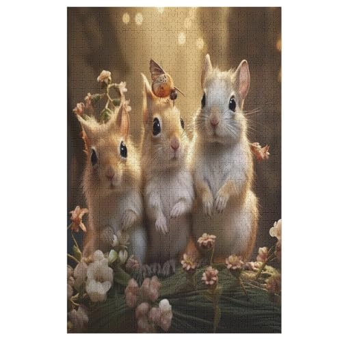 Eichhörnchen Holzpuzzle 1000 Teile, Knobelspiele Für Erwachsene, Teenager, Puzzles Unmögliche - Kinder Puzzle Zimmer Deko 78×53cm von LLXXHH