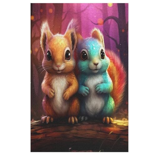Eichhörnchen Holzpuzzle 1000 Teile Klassische Puzzles Erwachsene Kinder Puzzle DIY Kit Holzspielzeug Einzigartiges Geschenk 78×53cm von LLXXHH