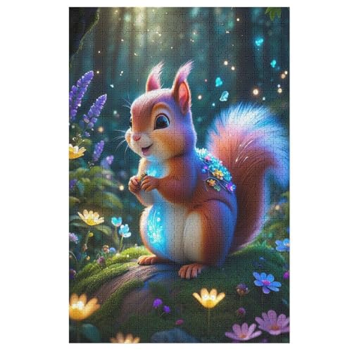 Eichhörnchen Holzpuzzle 1000 Teile Klassische Puzzles Erwachsene Kinder Puzzle DIY Kit Holzspielzeug Einzigartiges Geschenk 78×53cm von LLXXHH