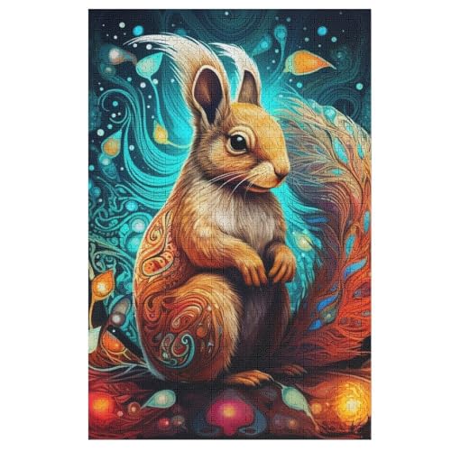 Eichhörnchen-Puzzlespiel Aus Holz, 1000 Puzzleteile, Kreatives Puzzle Für Teenager Und Erwachsene, Kreatives Spielzeug, Puzzles, 78×53cm von LLXXHH