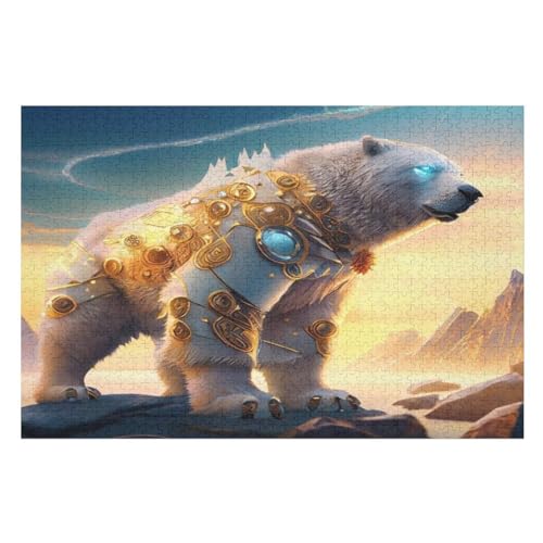 Eisbär Puzzle 1000 Teile, Holzpuzzle Herausforderndes Geschicklichkeitsspiel Für Die Ganze Familie, Kinder Erwachsenenpuzzle Ab 12 Jahren （75×50cm） von LLXXHH