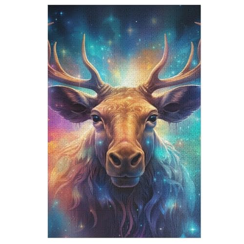 Elch Puzzle Für Erwachsene 1000 Teile Premium Recyceltes Brett Zum Lernen, Lernspielzeug, Familienspiele Kinder Holzpuzzle 78×53cm von LLXXHH