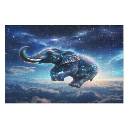Elefant 1000 Teile Puzzle Für Erwachsene, Herausforderung Puzzles - Verringerter Druck Schwieriges Holzpuzzle Für Kinder 12+ （75×50cm） von LLXXHH