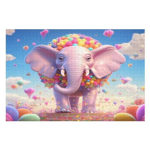 Elefant 1000 Teile Puzzles Für Erwachsene, Impossible Puzzle, Geschicklichkeitsspiel Für Die Ganze Familie, Kinder Holzpuzzle （75×50cm） von LLXXHH