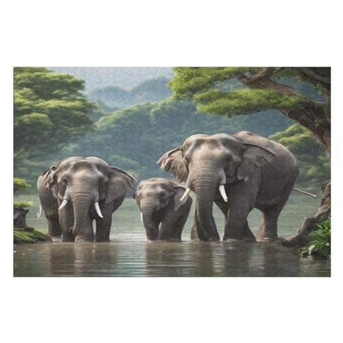Elefant Holzpuzzle 1000 Teile Klassische Puzzles Erwachsene Kinder Puzzle DIY Kit Holzspielzeug Einzigartiges Geschenk （75×50cm） von LLXXHH