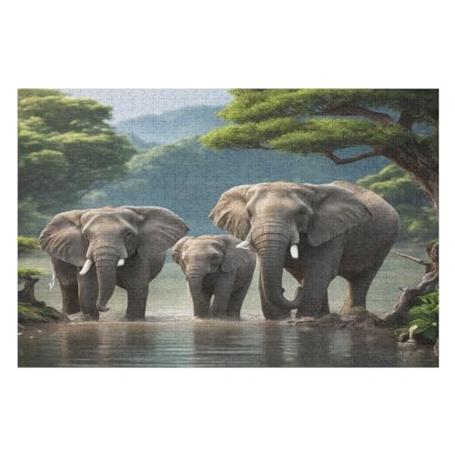 Elefant Puzzle 1000 Teile, Holzpuzzle Herausforderndes Geschicklichkeitsspiel Für Die Ganze Familie, Kinder Erwachsenenpuzzle Ab 12 Jahren （75×50cm） von LLXXHH
