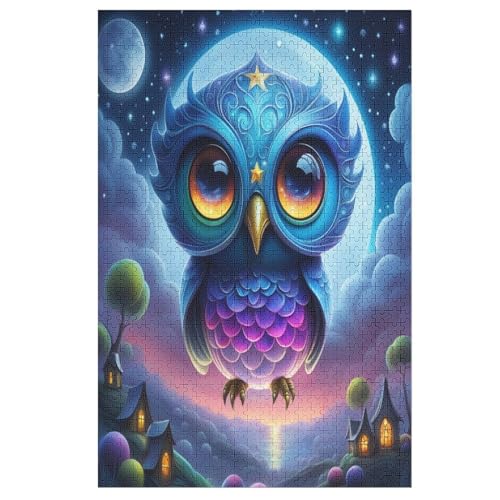 Eule Holzpuzzle 1000 Teile, Knobelspiele Für Erwachsene, Teenager, Puzzles Unmögliche - Kinder Puzzle Zimmer Deko 78×53cm von LLXXHH