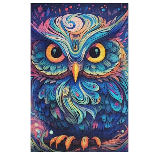 Eule Holzpuzzle 1000 Teile Klassische Puzzles Erwachsene Kinder Puzzle DIY Kit Holzspielzeug Einzigartiges Geschenk 78×53cm von LLXXHH