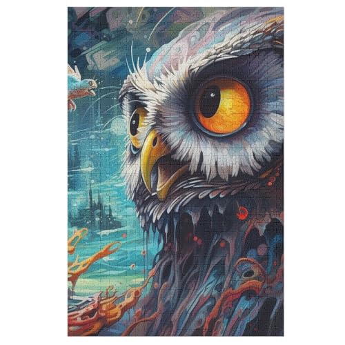 Eule Holzpuzzle 1000 Teile Klassische Puzzles Erwachsene Kinder Puzzle DIY Kit Holzspielzeug Einzigartiges Geschenk 78×53cm von LLXXHH