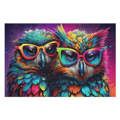 Eule -Puzzle, 1000 Teile,Holzpuzzle Für Erwachsene Kinder, Lustiges Spielzeug, Denkspiel, Bildungsspiel, （75×50cm） von LLXXHH