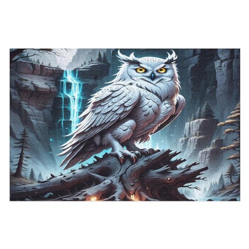 Eule Puzzle 1000 Teile, Holzpuzzle Herausforderndes Geschicklichkeitsspiel Für Die Ganze Familie, Kinder Erwachsenenpuzzle Ab 12 Jahren （75×50cm） von LLXXHH