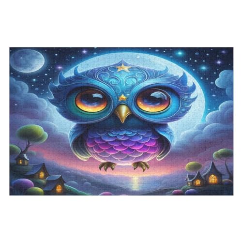 Eule Puzzles 1000 Teile Erwachsener Kniffel Spaß Für Die Ganze Familie, Holzpuzzle Kinder Erwachsene, Impossible Puzzle Schwer （75×50cm） von LLXXHH