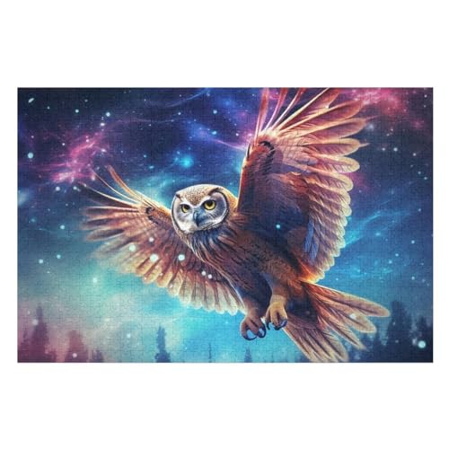 Eule Puzzles 1000 Teile Erwachsener Kniffel Spaß Für Die Ganze Familie, Holzpuzzle Kinder Erwachsene, Impossible Puzzle Schwer （75×50cm） von LLXXHH