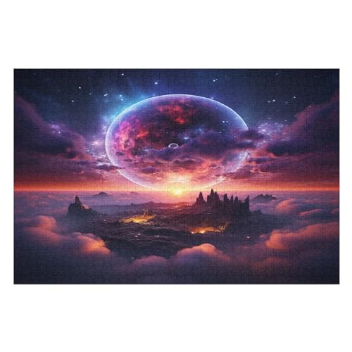 Fantasy Landschaft Puzzle Für Erwachsene,1000-teiliges Puzzles, Für Kinder,Holzpuzzle,Lernspielzeug, （75×50cm） von LLXXHH